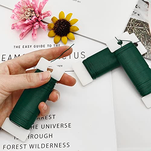 Scartink 4 Pack 120 Yards 22 Gauge Floral Wire Flexible Paddle Wire Florist Green Wire for Crafts,Wreaths,Christmas Tree,Garland and Floral Flower Arrangements