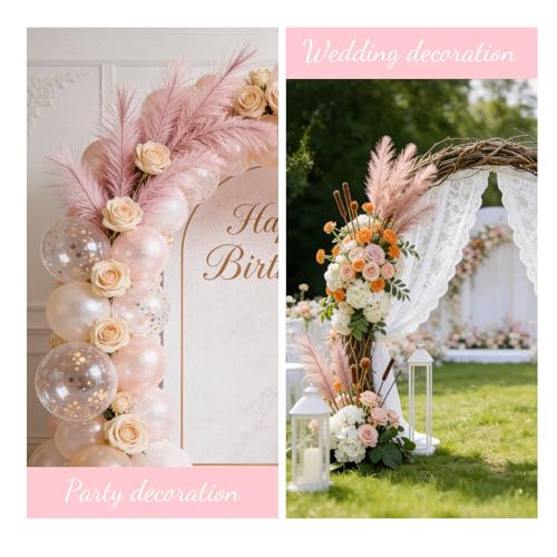 50pcs Light Pink Pampas Grass 21.6 Inch Non-Shedding Faux Pampas for Soft Romantic Home, Dreamy Boho Weddings and Pastel Tone Vase Arrangements - color: Light Pink