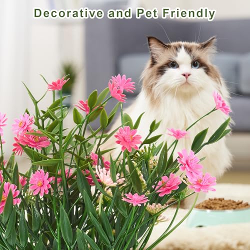 Fake Plants Daisy for Bathroom Decor, Small Potted Artificial Plants Indoor for Shelf Desk Home Bathroom Farmhouse Room Coffee Table Decor, Pink (Pack of 2) - color: Pink
