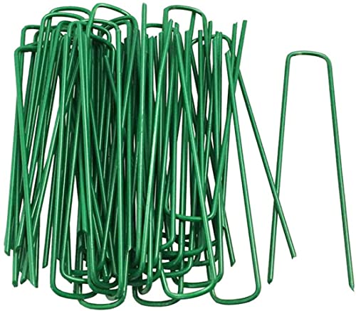 Garden Pegs Pins Gardening Stakes Landscape Staples Ground Anchor Peg U Shape Steel Nail Pins for Artificial Grass Sod Weed Membrane Grass Fabric Netting, 15 Pack