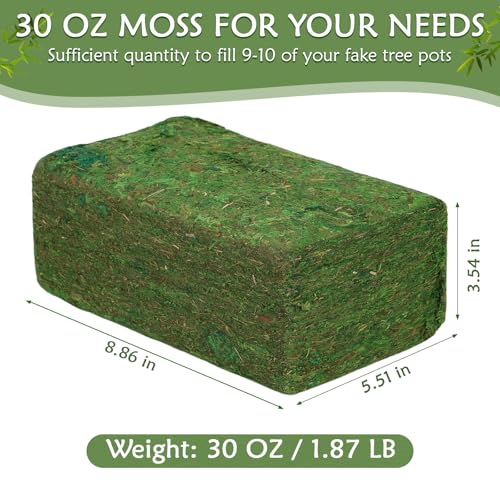MAPVOLUT 30 OZ/1.87 LB Artificial Moss for Plants Indoor, Green Fake Moss for DIY Crafts, Decorative Moss for Fairy Gardens, and Potted Plants - Natural Texture & Durable Moss for Planter Filler - color: Green