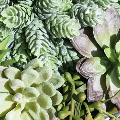 Winlyn 9" Artificial Succulent Arrangement Succulent Plants in Gray Round Planter Faux Potted Succulents for Home Office Bedroom Kitchen Bathroom Table Centerpiece Windowsill Shelf Mantel Decor