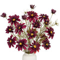 GnFlus Artificial Daisies Red Flowers Stems Gerbera Daisies Long Bouquet 5 Pcs Fake Silk Florals Daisy 27.5 Inch for Home Table Wedding Centerpieces Thanksgiving Burgundy - color: Dark Red Color