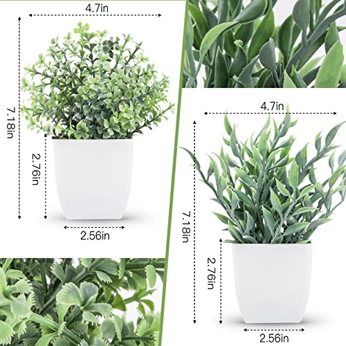 Der Rose 2 Pack Small Fake Plants Artificial Greenery Eucalyptus Plants in Pots for Bedroom Living Room Decor - color: Grey