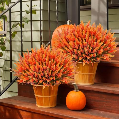 Toprooms Fake Mums Fall Decor, 12 Bundles UV Resistant Faux Mums for Outdoor Planters, Fall Flowers Artificial for Decoration, Faux Plants for Home Porch Thanksgiving Decoration (Autumn, 12 Pcs) - color: Autumn