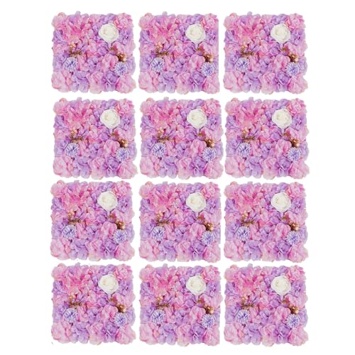 12Pcs Artificial Flower Wall Panel 3D Floral Backdrop Wall 15" X 15" Flower Panel Decor Flower Backdrop Faux Rose Panels for Party Home Background Decor, Pink - color: Pink, White
