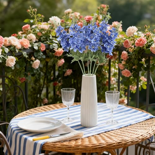 IPOPU Blue Delphinium Artificial Flowers,6PCS Faux Delphinium Bulk 28.74'' Realistic Silk Fake Snapdragon Flowers with Stems for Wedding Garden Table Home Decor (Deep Blue) - color: Deep Blue