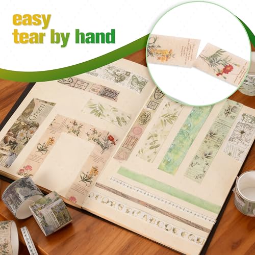 24 Rolls Washi Tape Set, Floral Decorative Tape for Scrapbooking,Junk Journal Supplies,DIY Art Crafts,Planners, Bullet Journaling and Wrapping(Secret Garden Series) - color: Secret Garden Series