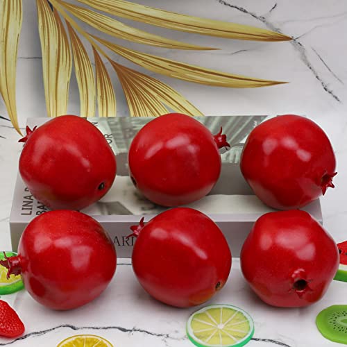 Gresorth 6pcs High Grade Fake Pomegranate Decoration Artificial Realistic Fruit Simulation for Home Party Holiday Christmas Display - color: L