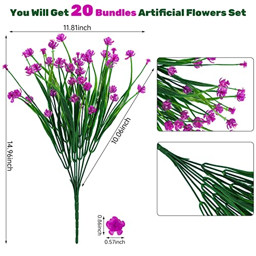 Lnoicy 20pcs Artificial Flowers,Fake Flowers Picks for Office Decorations Floral Arrangements DIY Wreath Holiday Tables Party Home Decor and Home Garden Decoration(Fuchsia) - color: Fuchsia, size: 20 PCS