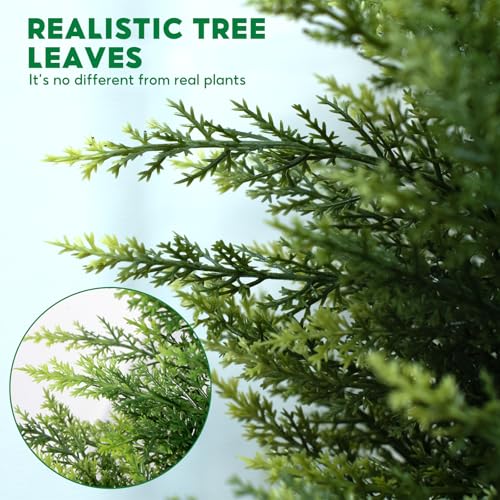 4 ft Artificial Cedar Topiary Trees Set of 2 Outdoor Faux Plants | Taller 4FT Profile, Realistic Faux Cedar, UV Resistant, Stable Weighted Base, for Porch Patio Entryway - color: Green, size: 4FT