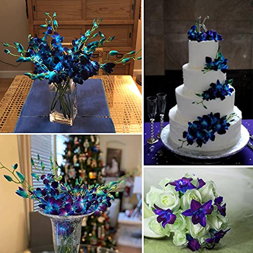 60Pcs Artificial Orchids Flower Heads, Fake Orchid Blooms Head for Wedding Cake Centerpieces Decor Bouquet Making DIY Crafts Bridal Shower Photography Props - color: Purple and Blue