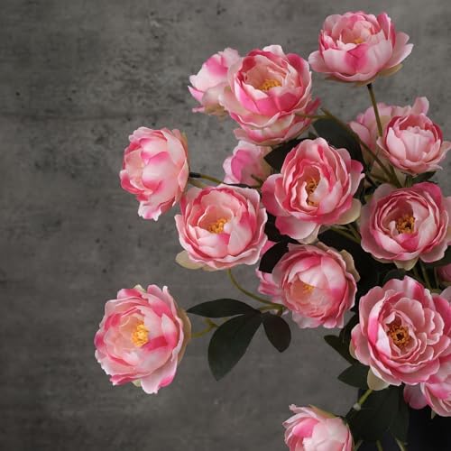 6 Pcs 32" Large Gradient Pink Artificial Peonies Stems Flowers, Real Look Faux Silk Peony Bouquet 42 Heads Total for Vase Filler, Farmhouse Rustic Neutral Home Decor, Wedding Centerpieces - color: Gradient Pink