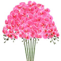 M METERXITY 6-Pack Artificial Orchid Flowers 9 Large Petals 37 Inch Faux Phalaenopsis Silk Bouquets Real Touch Rose Red Fake Orchids for Home/Wedding/Christmas/Party/Garden Office - color: Rose Red