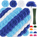 108pcs Carnation Head with Stem, Royal Blue White Artificial Flowers Carnations Bulk, 3.5" Silk Carnation Flower for Wedding Bouquet Table Centerpieces Floral Arrangement Funeral Cemetery Gravesite - color: Gradient Blue&white