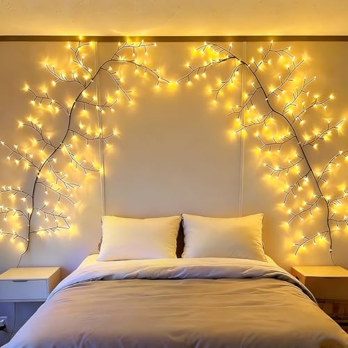 Bare Lamp Enchanted Willow Vine Lights for Wall,Christmas Swags Decor Tree Branch Lights Decoration with 48 String LED Light,8 Lighting Modes,for Bedroom Doors Windows Wedding Home(47 Inch) - size: 47in, style: Bare lamp