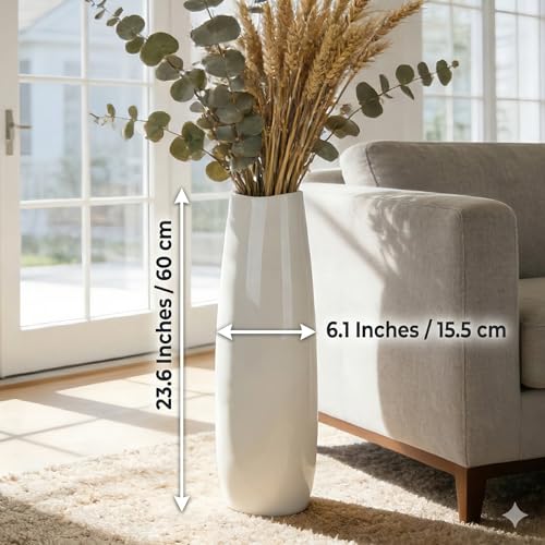 Large Ceramic Floor Vase, White 24" Tall Decorative Vase,Modern Home Decor, Office, Living Room, Kitchen, Bedroom Decoration, Housewarming,Wedding, New Year Gift - color: Shape 1, size: 24 Inch