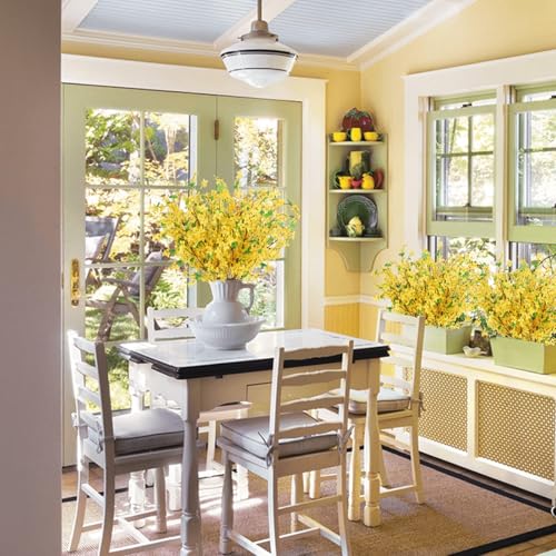 16Pcs Artificial Forsythia Branches: 23.6" Silk Yellow Flowers Faux Forsythia Branches Fake Spring Flowers Artificial for Decoration Wedding Office Home Party Dining Table Vase Indoor Outdoor - color: 16 Pcs