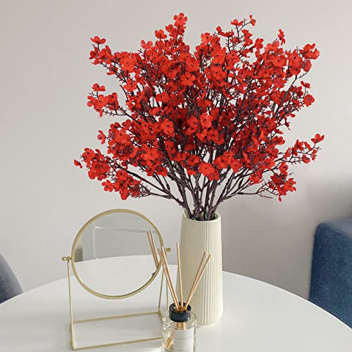 Uieke 30 Pcs Babys Breath Artificial Flowers Bulk Silk Red Faux Flowers Real Touch Gypsophila Bouquet for Christmas Halloween Home Wedding Decoration - color: Red, size: 30PCS