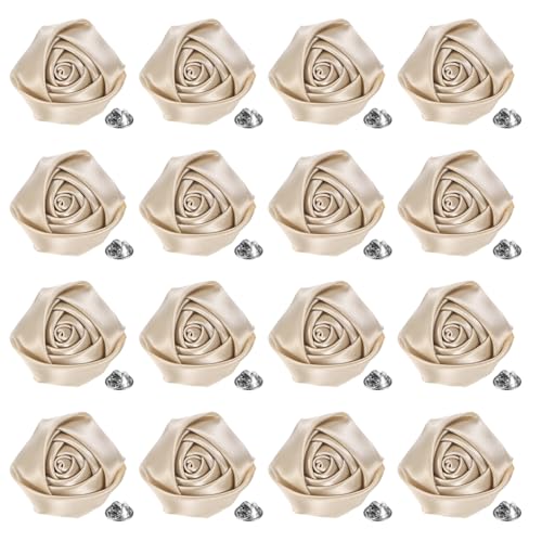 M METERXITY 16-Pack Lapel Pin for Men, Handmade Flower Brooch Button Pins for Men Suits, Formal Boutonnieres for Wedding/Groom/Corsage - color: Khaki