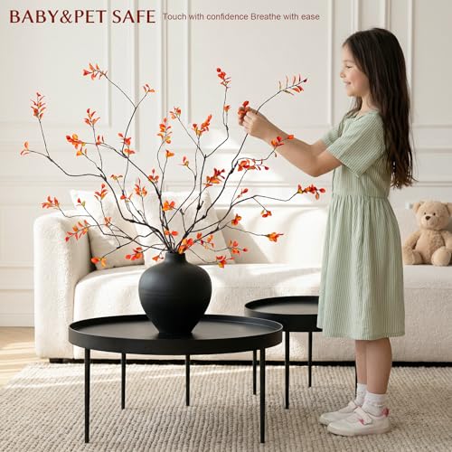 Ttranewsoo Fall Stems Artificial Ficus Branches, Faux Eucalyptus Stems Fall Decor, Fake Leaves Fall Decorations for Home, Autumn Table Decor Fall Branches for Vase 47.2 Inch,Yellow, 4 Pcs - color: Orange4