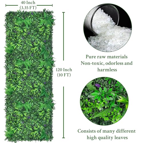 ODTORY Artificial Greenery Wall Panels: 40'' x 120'' UV-Anti Faux Greennery Grass Wall Privacy Backdrop Fence Screen for Garden Fence Covering Privacy, Outdoor Indoor Home Decor - size: 40 X 120 IN