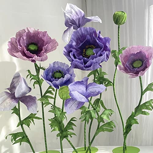 Large Artificial Flowers for Decoration, 9 Pcs/Set Giant Paper Flowers for Wedding Birthday Mother's Day Purple Party Banquet Backdrop Decor Photography Props, Shop Window Display - size: 9 Pcs/Set - Fiber Cloth