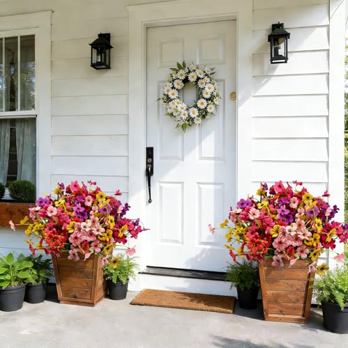 40Pcs Plastic Flowers for Outdoors, Fake Outdoor Artificial Flowers for Outdoors UV Resistant, Fake Plants Artificial Plants Outdoor Plastic Plants, Silk Faux Spring Flowers for Outside - color: Spring, size: 40Pcs