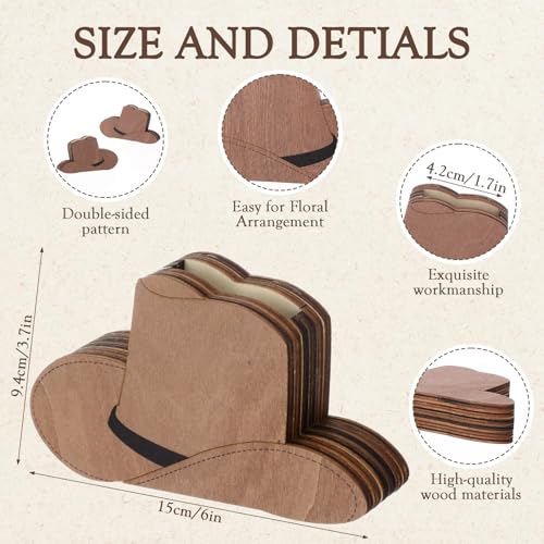 LemonRoad Wooden Cowboy Hat Vases for Wedding 6 x 4'' Western Vase Cowboy Hat Vases for Flower Faux Greenery Rustic Western Centerpieces for Table Flowers Wedding Party Decor - color: Brown, size: Hat