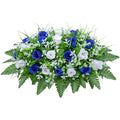 LVXINLI Artificial Cemetery Flowers Saddle-Shaped Tombstone Decorations Non-Fading UV-Resistant（Blue+White Saddle ） - color: Blue+white Saddle