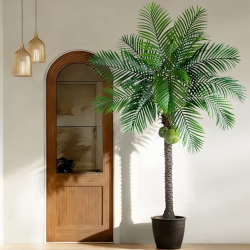 Bailikang Artificial Phoenix Palm Tree 7.2ft Tall - Fake Large Tropical Tree with Adjustable Leaves, Realistic Faux Sago Palm for Indoor Outdoor Decor, Patio, Poolside, Yard, Living Room, Office - size: 7ft 3in