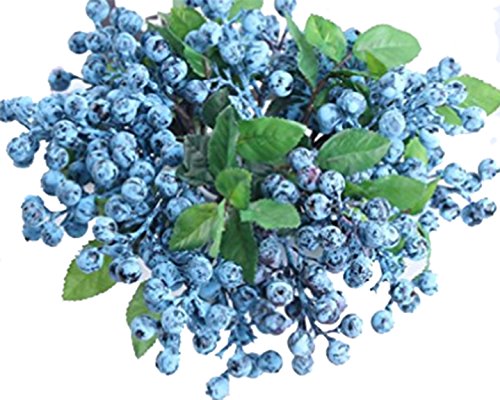 Fake Artificial Flowers California Berries Branches Picks Blueberry Fruit for Christmas Home Hotel Decorations (Blue 10 Pack) - color: Blue 10 Pack