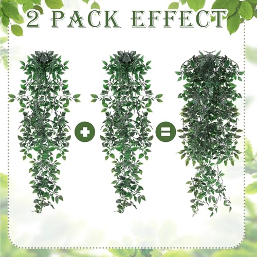 Daifunli 8 Pcs Artificial Hanging Plants Fake Hanging Ferns Plastic Faux Plants for Wall Room Garden Garland Indoor Outdoor Decor No Basket (Eucalyptus,Mandala Vine) - style: Eucalyptus, Mandala Vine