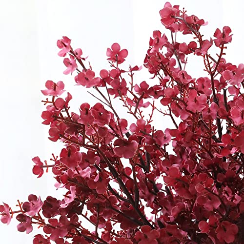 Hananona 10 Pcs Babys Breath Artificial Gypsophila Flowers Halloween Fake Silk Flowers for Home Decor Floral Arrangement Table Centerpieces (10, Burgundy) - color: Burgundy