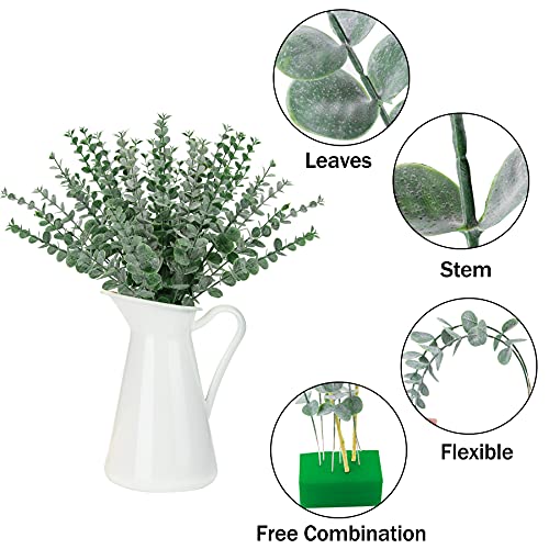 FEQO 36 Pcs Eucalyptus Stems Artificial Green Leaves Faux Eucalyptus Stems Branches 15 inch for Wedding Bouquet Home Decor - color: Grey Green, size: 36 pcs