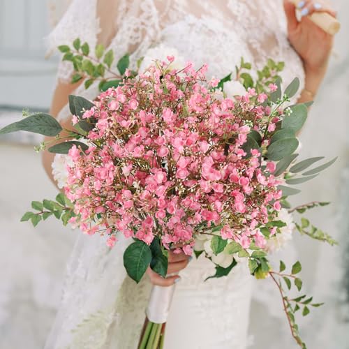 N&T NIETING 12Pcs Babys Breath Artificial Flowers,Real Touch Fake Cherry Blossom Pink Flowers Faux Flowers Bouquets for Vase Home Office Wedding Spring Indoor Outdoor Centerpiece Table Decorations - color: Cherry Blossom Pink, size: 12PCS