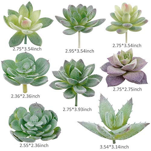 Augshy Artificial Succulents, 16 Pack Fake Succulents Plants Artificial Small Fake Plants Faux Succulents Unpotted for Lotus Landscape Decorative Garden Arrangement Decor - color: Green, size: 1.5-3.5 inches (4-9 cm)