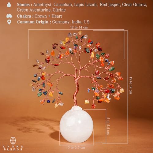 7 Chakra Crystal Tree of Life Birthday Gifts for Women, Handmade Home Decor, Office, Room Decoration, Reiki Healing Crystal Chakra Tree for Money, Positivity, Good Luck Gifts for Her, Mom & Dad - color: Ball Base Clear Quartz Crystal Tree