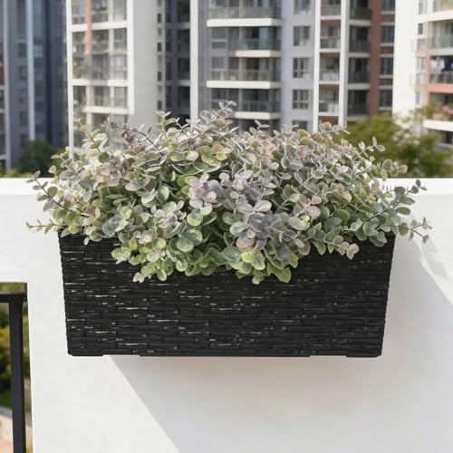 8 Bundles Multi Colored Artificial Eucalyptus Leaves, Plastic Plants, Outdoor Plants, Indoor Decorative Artificial Plants, Porch Window Frames, Green Plant Decorations (8, Grey Purple) - color: Grey Purple