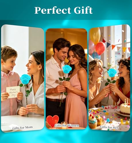 Preserved Flowers for Delivery,Light Blue Rose Bouquets That Last 5 Years,Birthday Flowers Gifts for Women Mom Grandma Wife Friends,Mothers Day Gift,Romantic Floral for Anniversary or Valentine’s Day - color: Light Blue, size: Single Rose