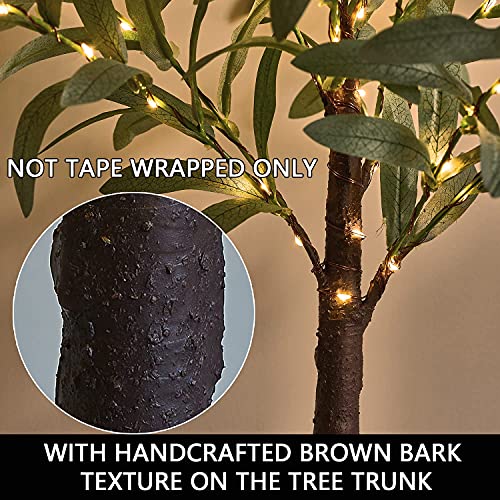 Fudios Little Lighted Tree with Timer 18in 50 LED USB Battery Operated Table Top Bonsai Olive Trees Light Artificial Plant for Home Decor Indoor - color: Olive Tree