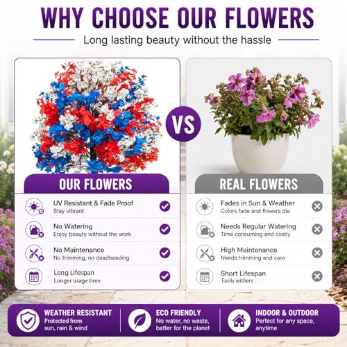 Artificial Petunias with Ground Stake - UV Resistant & Waterproof Faux Flowers for Outdoor Indoor Garden, Yard, Planter, Porch & Home Decor (Style F, 2 Pcs) - color: Style F , 2 Pcs