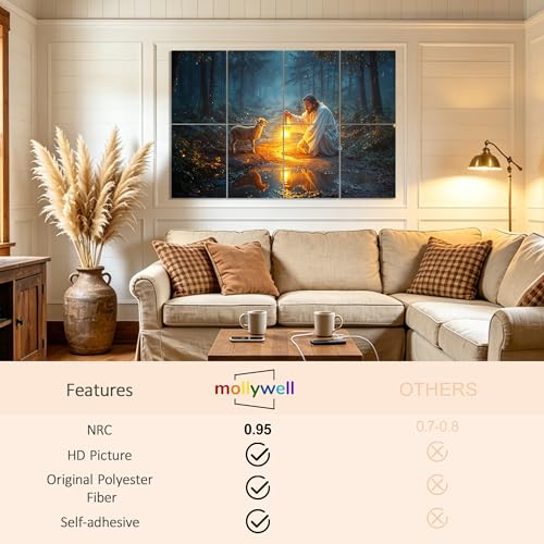 Mollywell Art Acoustic Panels, 48x32 in, The Lost Lamb | Self-Adhesive, Reduces Echo, Sound Absorbing, Modern Art Wall Decor, Living Room, Studio, Bedroom, Office - color: The Lost Lamb, size: 8 Pack Art