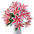 Artificial Pink Lilies Flowers,10Pcs Faux Lily Flower,20''Tiger Lily Branch with 2 Full Blooms, Faux Fake Lilies Plants for Wedding Bouquet Home Party Indoor Floral Arrangements (10, Pink) - color: Pink