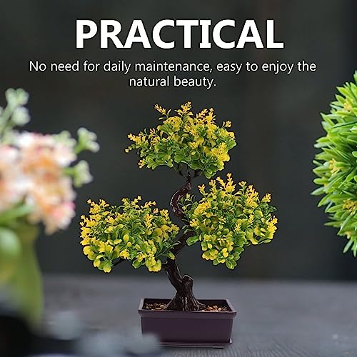 EXCEART Faux Bonsai Plastic Plant Yellow Artificial Desktop Decor - color: Yellow