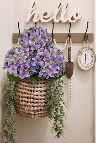 Artificial Hydrangea Flowers Real Touch Faux Hydrangeas Flower 7 Inch Large Hydrangea Heads with Unique Petal Shape, 23.6" Long Purple Hydrangeas Stems for Vase Wedding Home Table Centerpiece Decor - color: Rich Lilac