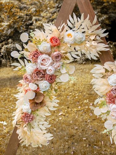 Lisuun Wedding Arch Flowers, Artificial Flowers for Decoration, Large Flower Swag for Boho Styles Wedding Ceremony Floral Decor - Pack of 2 - color: Champagne