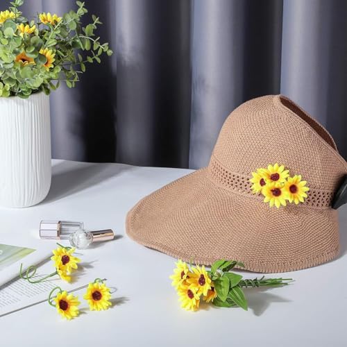 Wavwavw 50 Pcs Mini Artificial Sunflower Heads with Iron Stems for Home Party Decoration Wedding Decor, Bride Holding Flowers Centerpieces Wreath Garden DIY Art Decor Crafts(1.77 Inch) - size: 1.77 Inch
