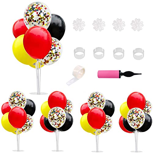TONIFUL Mouse Birthday Table Decorations Red Yellow Black Table Centerpiece Balloons Stand Holder Kit for Mouse Theme Favor Baby Shower Kids Party Supplies - color: Black Red Yellow