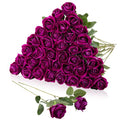 36 Pcs Dark Purple Velvet Artificial Flowers, Realistic Fake Roses Bulk for Wedding Arch, Bouquet Making, Centerpieces - color: Purple